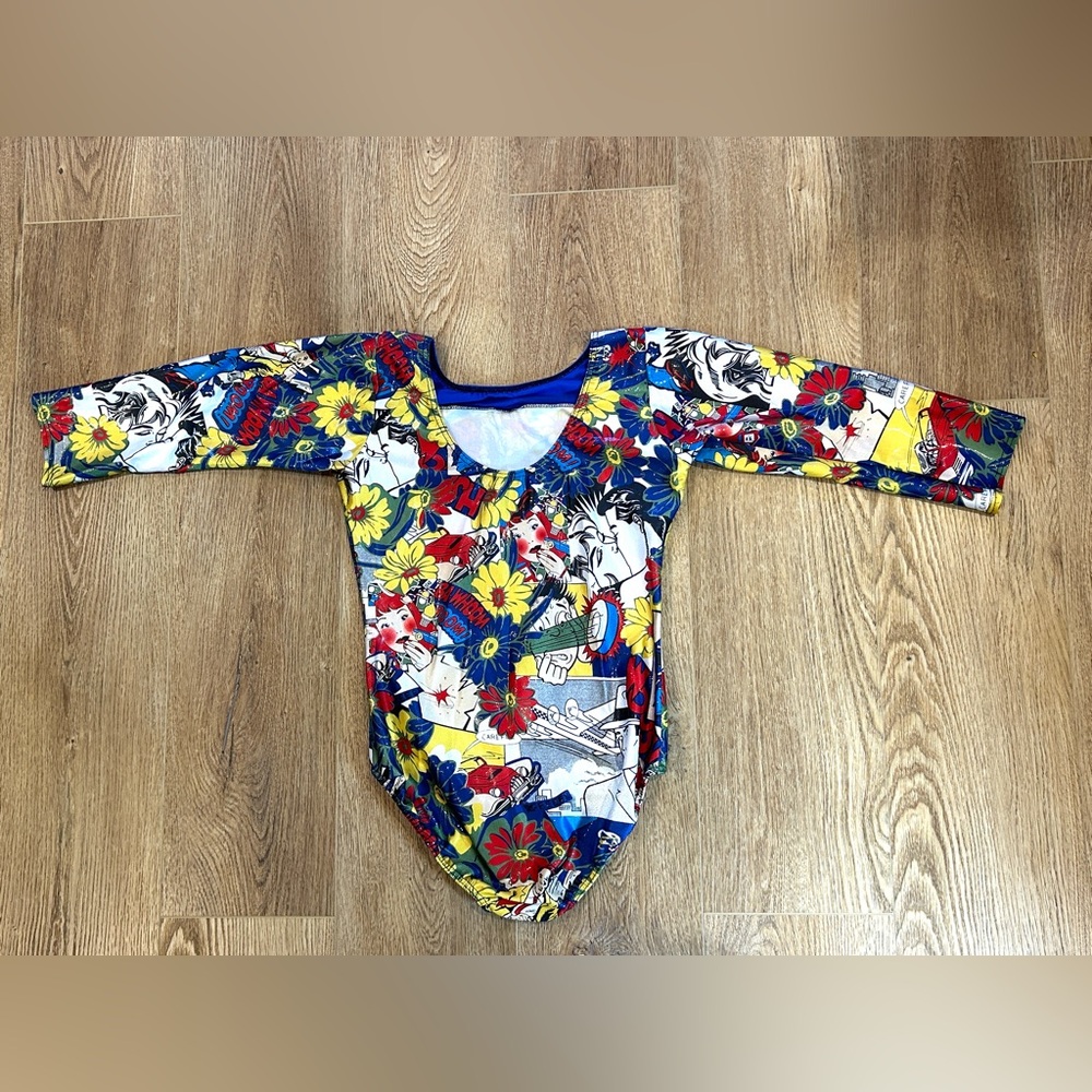 Dance Costume Leotard 3/4 Sleeve Bodysuit Cartoon Comic Strip Cicci Medium Adult